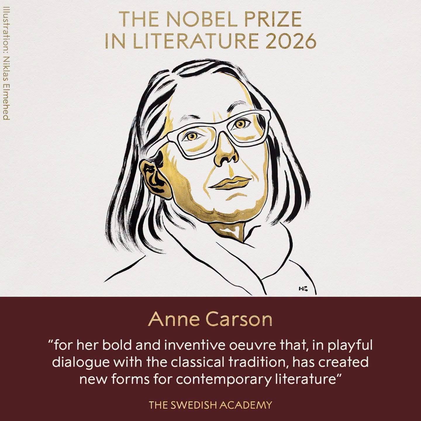 Anne Carson fiton Nobelin për Letërsinë
